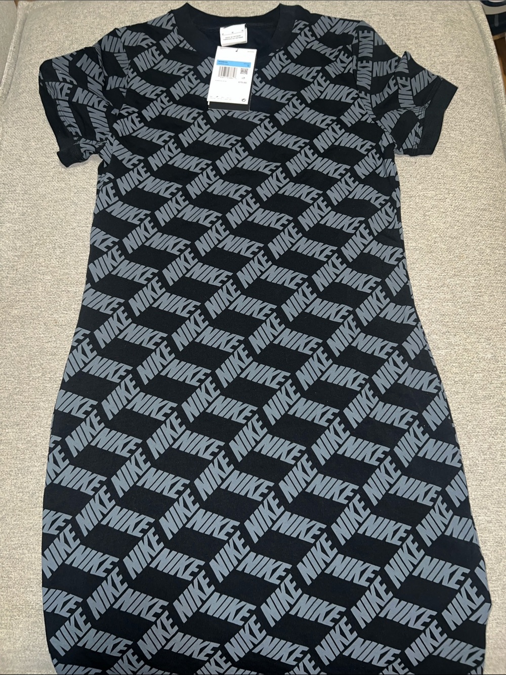 Nike Black & Gray Logo Print T-Shirt Dress